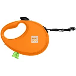 Повідець-рулетка для собак Waudog R-leash з контейнером для пакетів, світловідбивна стрічка, L до 40 кг, 5 м помаранчевий - мініатюра 3