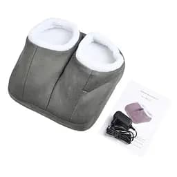 Електрогрілка для ніг Foot Warmer, масажні тапочки з підігрівом і вібромасажем 220В, сірі - мініатюра 2