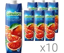Sandora, Упаковка 10 шт. х 0,95 л, Cоковий напій Сицилійський Червоний Апельсин Сандора
