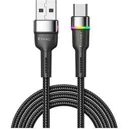 Дата кабель USB 2.0 AM to USB-C 0.5m 3A LED black Essager (EXCT-XCDB01)
