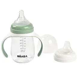 Поильник учебный Beaba 2 в 1, 210 мл зеленый (913531)