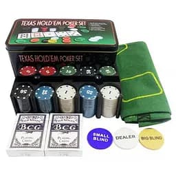 Настольная игра International Toys Trading LTD Покерный набор 200 фишек с номиналом + сукно (жестяная коробка) (IG-1104215)