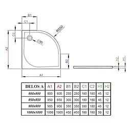Душовий піддон Radaway Delos A 80x80 SDA0808-01 - мініатюра 3