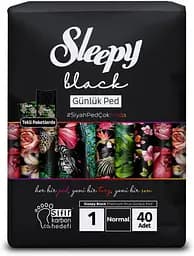 Прокладки щоденнi Sleepy Black Normal (155 мм) 3 краплі 40 шт. чорні дихаючі прокладки