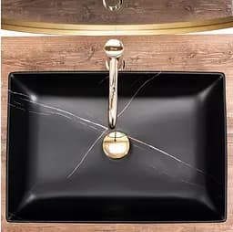 Умивальник Rea Inga 34,5x51 black marble mat (REA-U8006) - мініатюра 4