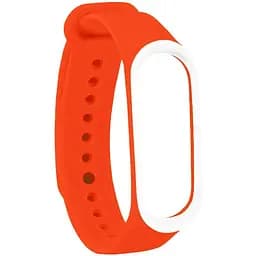 Ремінець Uwatch Double Color Replacement Silicone Band For Xiaomi Mi Band 3/4 Orange/White Line