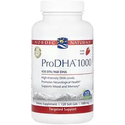 Докозагексаєнова кислота (ДГК) високоефективна Nordic Naturals ProDHA 1000 мг зі смаком полуниці 120 капсул