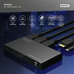 Відеокомутатор Digitus UHD HDMI (INx3 – OUTx1), 4K - мініатюра 6