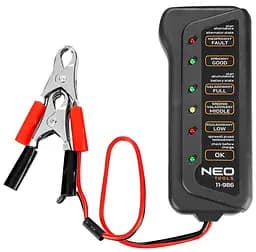 Тестер акумулятора 12В 2 затискачі типу крокодил Neo Tools avt0001208