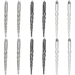 Набір ялинкових іграшок - бурульки Linhai 12 шт 14 см сріблястий мікс пластик (892463)