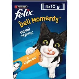 Уцінка. Вологий корм для дорослих котів Felix cмачні моменти додатковий з куркою 4 шт. х 10 г - мініатюра 2