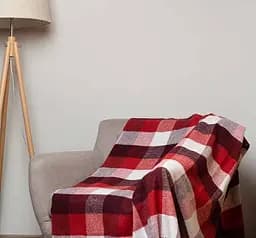 Плед вовняний Vladi Палермо 100x140 біло-червоно-бордовий 8