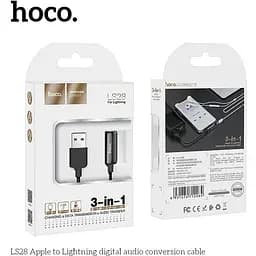 Перехідник Hoco 3-in-one Lightning cable to Sync Audio LS28 22 см червоно-сріблястий