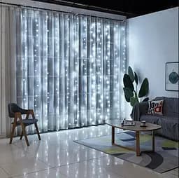 Гірлянда штора Водоспад 3х2 м 280 LED (прозорий шнур з перехідником) Біле світло - мініатюра 4