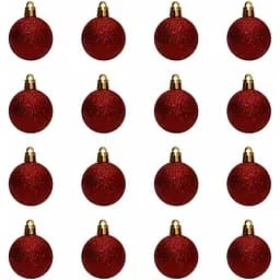 Набір ялинкових куль Linhai 16 шт D4 см червоний гліттер пластик (891985)