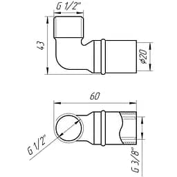 Кутник із зовнішньою різьбою прес APE AP 153 1/2″х20 000001735 - мініатюра 3