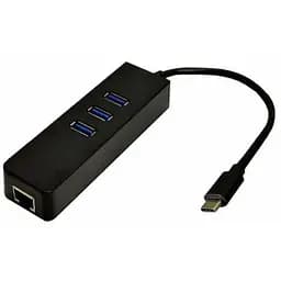 Хаб Usb Dynamode 4-in-1, черный, Type-C 3.1 - 3xUsb 3.0 / GLan, кабель 13 см (Usb3.1-TYPEC-RJ45-Hub3)