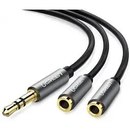Аудио кабель Ugreen AV123 3.5 мм Aux Stereo Audio Splitter Cable with Braid 20 см черный 10532