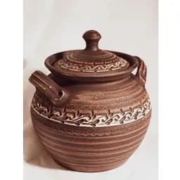 Супнник із ручками 2,5 л керамічний (глиняний) з орнаментом