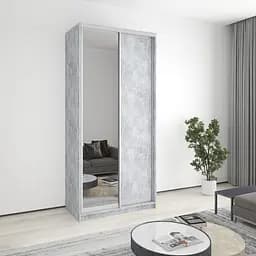 Шкаф-купе двухдверный MebelStar Стандарт AL ДСП/Зеркало 110x60x240 см Бетон (MBS-3763)