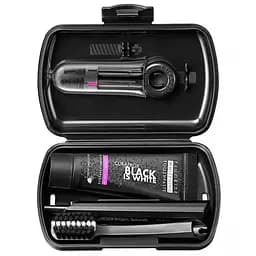 Дорожный набор по уходу за ротовой полостью Curaprox Travel Set Black is White: Раскладная щетка CS5460 Ultra Soft + Зубная паста с активированным углем Black is White 10 мл + Ершики + Тревел-кейс