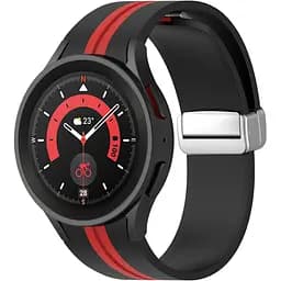 Ремінець для Samsung Galaxy Watch 4 Classic 42mm - чорно-червоний ширина кріплення 20мм силікон Watchbands Cls-line (W16-3WB83405514)