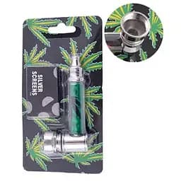 Трубка курительная металлическая №HL-YD-007 Green Конопля (10908)