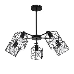 Люстра стельова Levistella 752F101-5 BK, E27, 5 плафонов, чорний метал, сучасний стиль, 600 мм