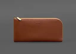 Кожаный портмоне-купюрник на молнии 14.1 светло-коричневый