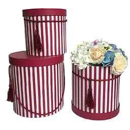 Набор подарочных коробок UFO Red, круглая высокая, W9348, 3 шт. (W9348 Набор 3 шт RED круг. высок)