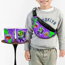 Набор: детская сумка-бананка+кружка Блавл Старс 32х15см,бананка для мальчика через плечо на подарок (00894)