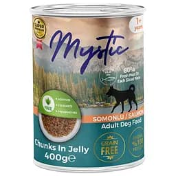 Вологий корм для собак Mystic шматочки лосося в желе 400 г