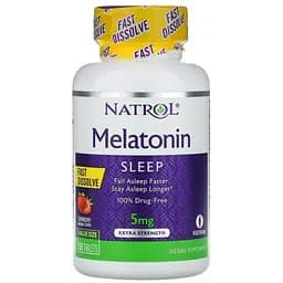 Натуральна добавка Natrol Melatonin 5mg Fast Dissolve Полуниця 150 таблеток