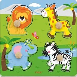 Деревянная рамка-вкладыш Viga Toys Зверята в Африке 4 элемента (50840)