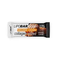 Батончик LipoBar Exclusive Protein Bar, 50 грам збагачений біоактивним колагеном Peptan - Карамель