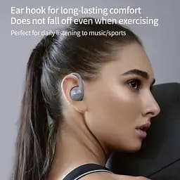 Бездротові спортивні Bluetooth навушники TWS J92 з тканинним зарядним кейсом, сенсорами управління Сірі - мініатюра 10