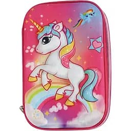 Пенал шкільний С 62182-1 із зображенням єдинорога 3D твердий корпус для дівчаток
