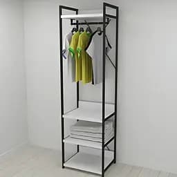 Шафа Гардероб Уні секція 3 серії Конект Ferrum-decor 220x60x50см Чорний метал ДСП Білий 32 мм (FRD-104523)