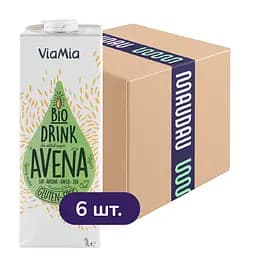 Упаковка органічного вівсяного напою Via Mia безглютеновий 6 л (1 л х 6 шт.)