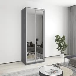 Шафа-купе дводверна MebelStar Уні AL 2 Дзеркала 90x60x240 см Антрацит (MBS-4007)