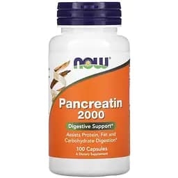 Пробіотики і пребіотики NOW Pancreatin 2000 mcg, 100 капсул