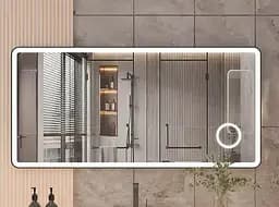 Дзеркало Dusel DE-M3051 75x100CM збільшувальна лінза + сенсорне включення + підігрів+ годинник / температура, Білий