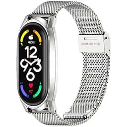 Ремінець металевий Mijobs міланське плетіння для фітнес-браслета Xiaomi Mi Smart Band 7 Silver
