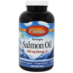 Олія лосося Carlson Labs Salmon Oil норвезька 500 мг Омега-3 300 капсул (CAR-01505)