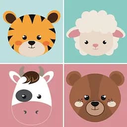 Набор для росписи по номерам Strateg Мордочки животных 30х30 см (ES-0839)