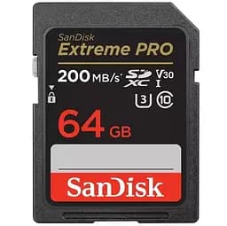 SanDisk Карта пам'яті SD 64GB C10 UHS-I U3 R200/W90MB/s Extreme Pro V30