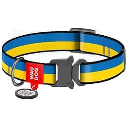 Нашийник для собак Waudog Nylon Colors of freedom, з QR паспортом, металева пряжка-фастекс, XL, 35-58х2,5 см