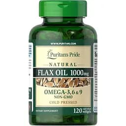 Лляна олія Puritans Pride Natural Flax Oil 1200 mg 120 softgels