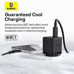 Мережевий зарядний пристрій Baseus Palm Fast Charger 1C 20W + Cable Type-C to Type-C чорний P10111602113-01 - мініатюра 3