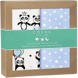 Багаторазові пелюшки дитячі Cosas Panda & Stars 80х100 см 2 шт. (Бязь_ПандыЗвезды_ЗвездопадГол)